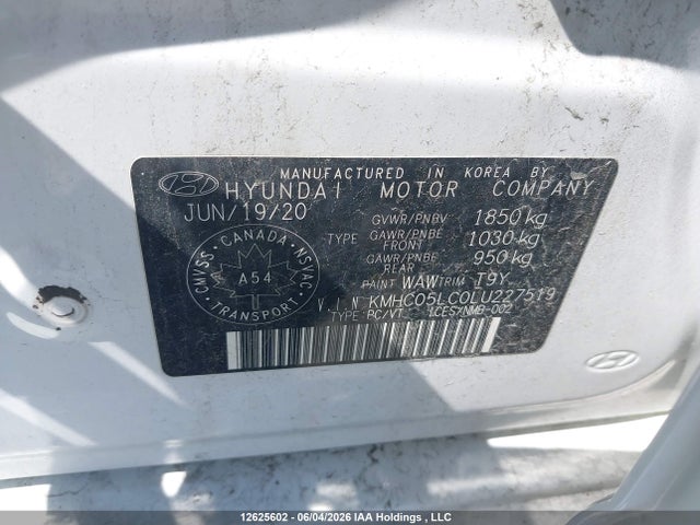 Продаж на аукціоні авто 2020 Hyundai Ioniq Hybrid Ultimate, vin: KMHC05LC0LU227519, номер лоту: 12625602