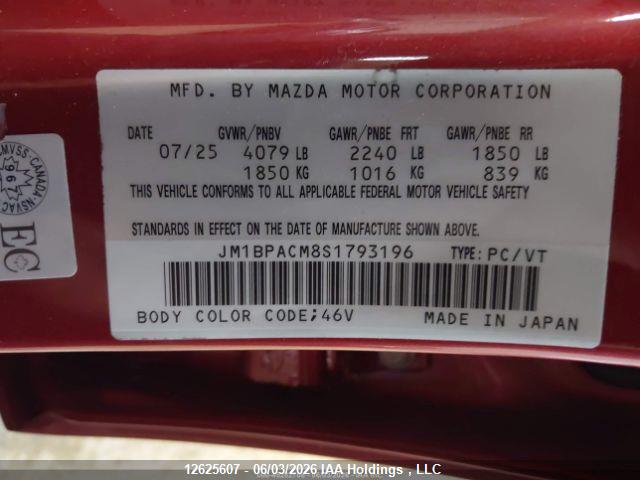 12625607 :رقم المزاد ، JM1BPACM8S1793196 vin ، 2025 Mazda 3 Preferred مزاد بيع