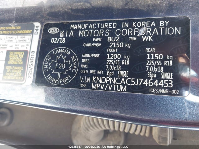 Aukcja sprzedaży 2018 Kia Sportage Ex/ex Premium/ex Tech, vin: KNDPNCAC5J7464453, numer aukcji: 12625617