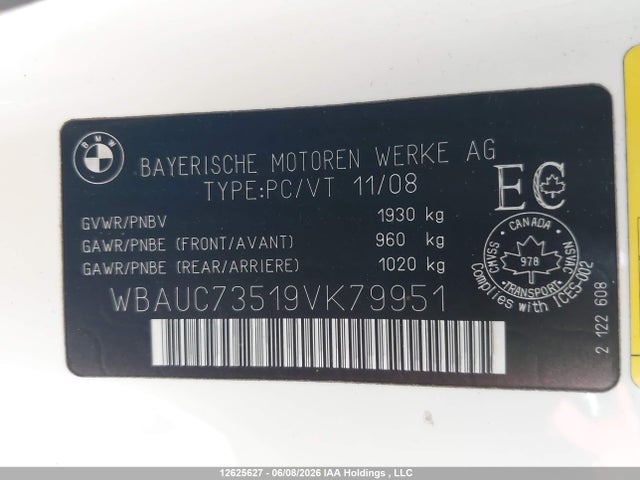 Продаж на аукціоні авто 2009 Bmw 135 I, vin: WBAUC73519VK79951, номер лоту: 12625627