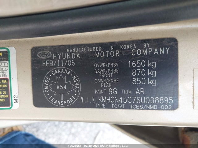 Auction sale of the 2006 Hyundai Accent Gls, vin: KMHCN45C76U038895, lot number: 12625661