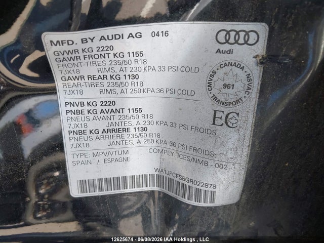 WA1JFCFS5GR022878 Audi Q3