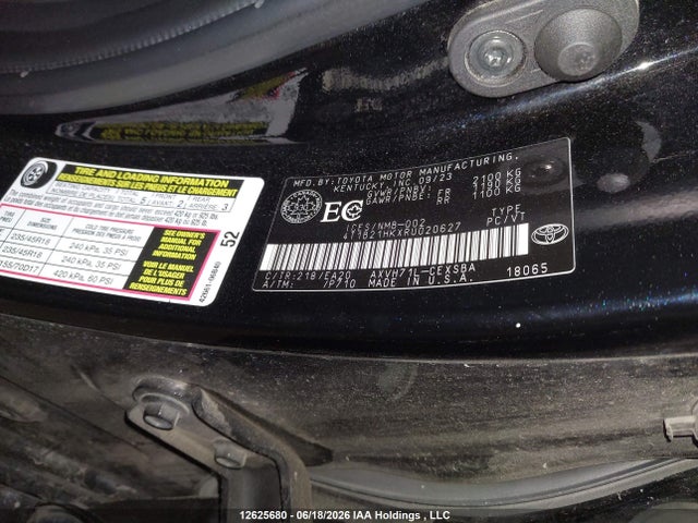 12625680 :رقم المزاد ، 4T1B21HKXRU020627 vin ، 2024 Toyota Camry Hybrid Se مزاد بيع