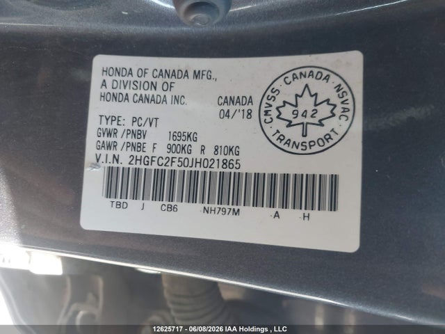 2HGFC2F50JH021865 Honda Civic Lx