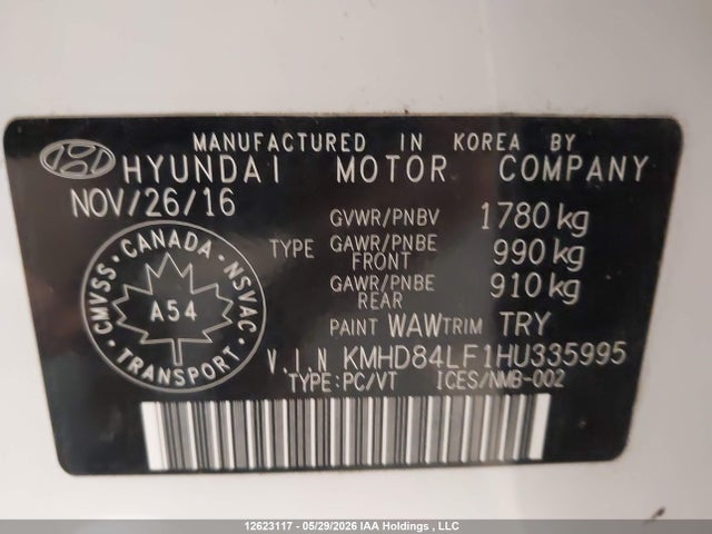 Продаж на аукціоні авто 2017 Hyundai Elantra Gl, vin: KMHD84LF1HU335995, номер лоту: 12623117
