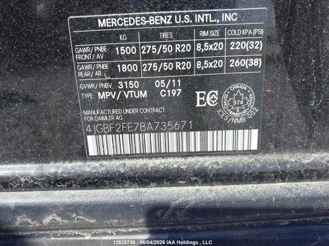 2011 Mercedes-benz Gl 350 Bluetec 4matic მანქანა იყიდება აუქციონზე, vin: 4JGBF2FE7BA735671, აუქციონის ნომერი: 12625730