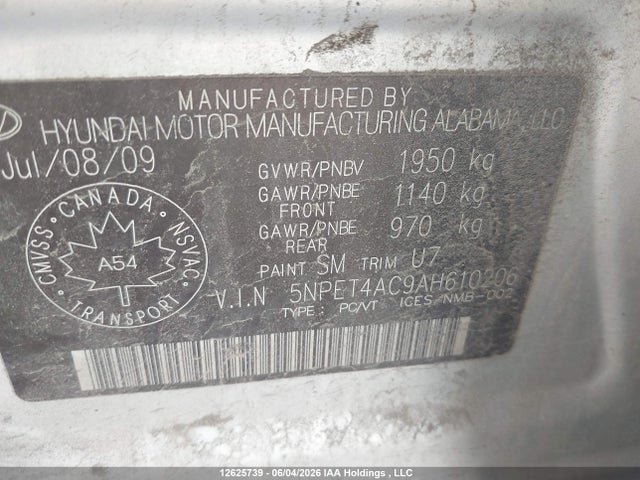 Aukcja sprzedaży 2010 Hyundai Sonata Gl, vin: 5NPET4AC9AH610206, numer aukcji: 12625739