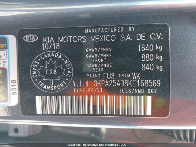 KIA Rio Lx/lx+ 2019 3KPA25AB8KE168569 Image 9