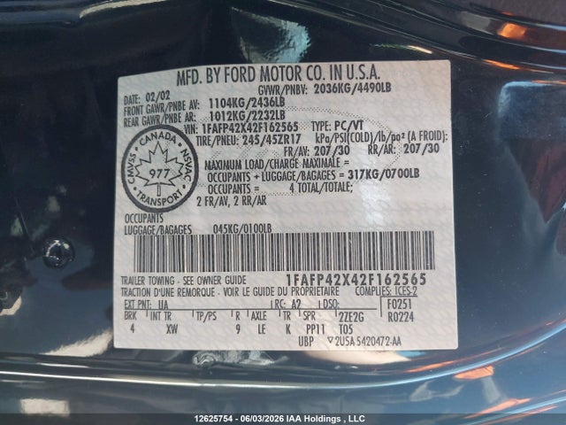 Продажа на аукционе авто 2002 Ford Mustang Gt, vin: 1FAFP42X42F162565, номер лота: 12625754
