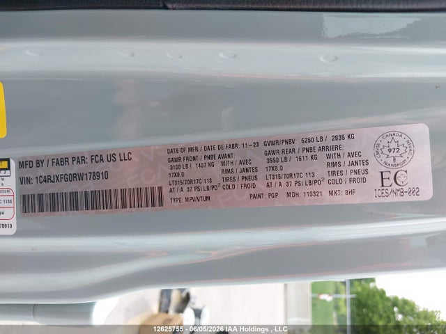 1C4RJXFG0RW178910 Jeep Wrangler 4-door Recon