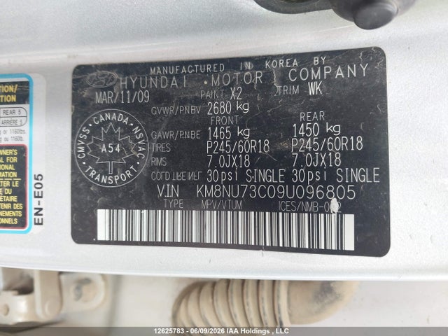 Aukcja sprzedaży 2009 Hyundai Veracruz Gls/limited, vin: KM8NU73C09U096805, numer aukcji: 12625783
