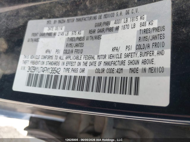 3MZBM1U74FM138542 Mazda 3 SPORT