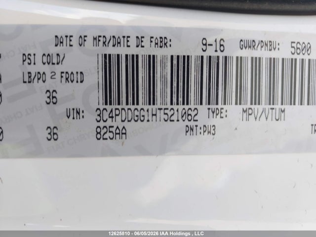 Продаж на аукціоні авто 2017 Dodge Journey Crossroad, vin: 3C4PDDGG1HT521062, номер лоту: 12625810