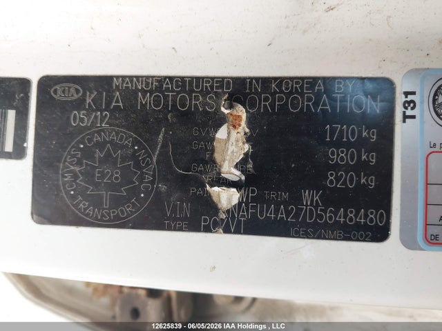Продаж на аукціоні авто 2013 Kia Forte 2.0l Ex, vin: KNAFU4A27D5648480, номер лоту: 12625839
