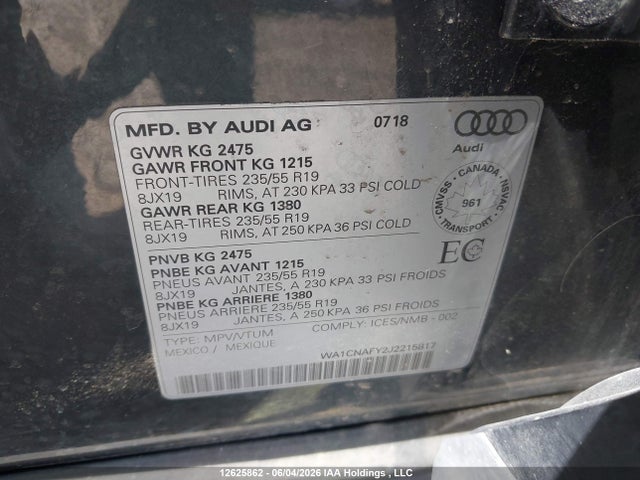 WA1CNAFY2J2215817 Audi Q5 Prestige