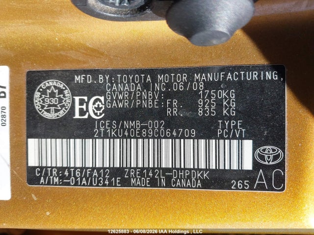 Aukcja sprzedaży 2009 Toyota Corolla Matrix, vin: 2T1KU40E89C064709, numer aukcji: 12625883