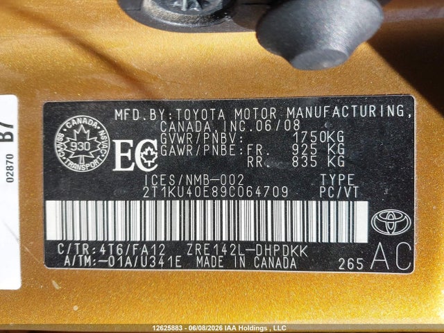 Aukcja sprzedaży 2009 Toyota Corolla Matrix, vin: 2T1KU40E89C064709, numer aukcji: 12625883