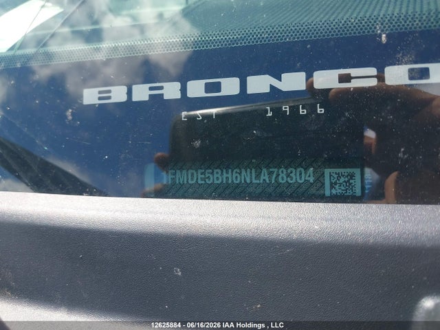 Продажа на аукционе авто 2022 Ford Bronco Big Bend/black Diamond/outer Banks, vin: 1FMDE5BH6NLA78304, номер лота: 12625884