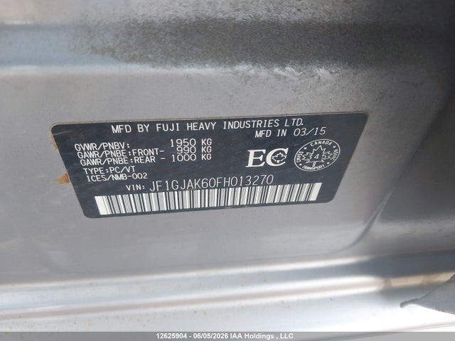 Продаж на аукціоні авто 2015 Subaru Impreza 2.0i/2.0i Sport Package/2.0i Touring Package, vin: JF1GJAK60FH013270, номер лоту: 12625904