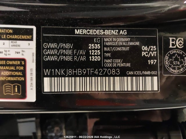 2026 Mercedes-benz Glc Coupe 43 4matic Amg მანქანა იყიდება აუქციონზე, vin: W1NKJ8HB9TF427083, აუქციონის ნომერი: 12625911