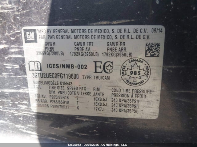 GMC Sierra K1500 Sle 2015 3GTU2UEC0FG119600 Image 8