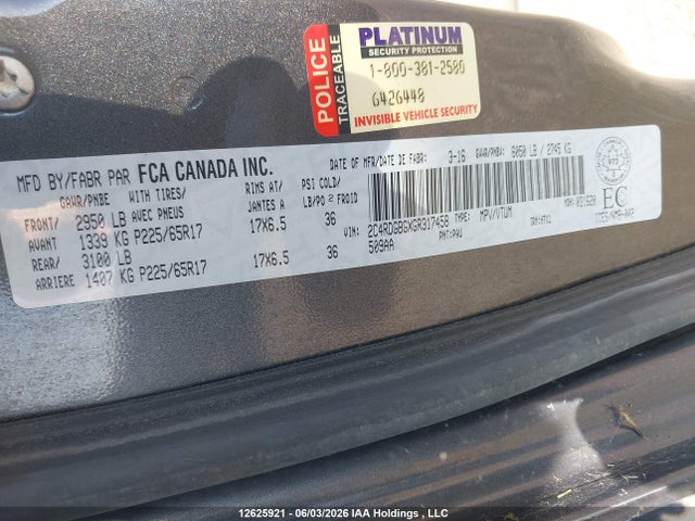Dodge Grand Caravan 2016 2C4RDGBGXGR317458 Image 18