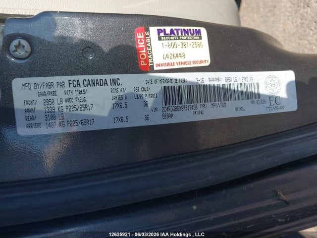Dodge Grand Caravan 2016 2C4RDGBGXGR317458 Image 9