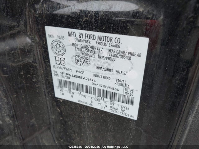 Aukcja sprzedaży 2006 Ford F150 Supercrew, vin: 1FTPW14586FA29874, numer aukcji: 12625926
