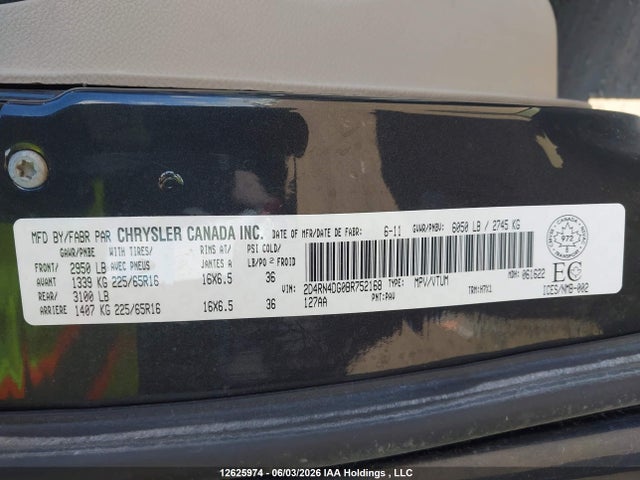 Aukcja sprzedaży 2011 Dodge Grand Caravan Se/sxt, vin: 2D4RN4DG0BR752168, numer aukcji: 12625974