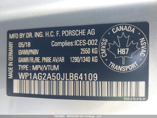 WP1AG2A50JLB64109 Porsche Macan Gts