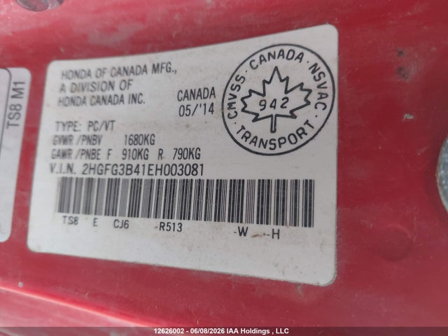 2HGFG3B41EH003081 Honda Civic Lx