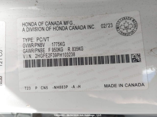 Honda Civic Ex 4dr 2023 2HGFE2F39PH103238 Image 9