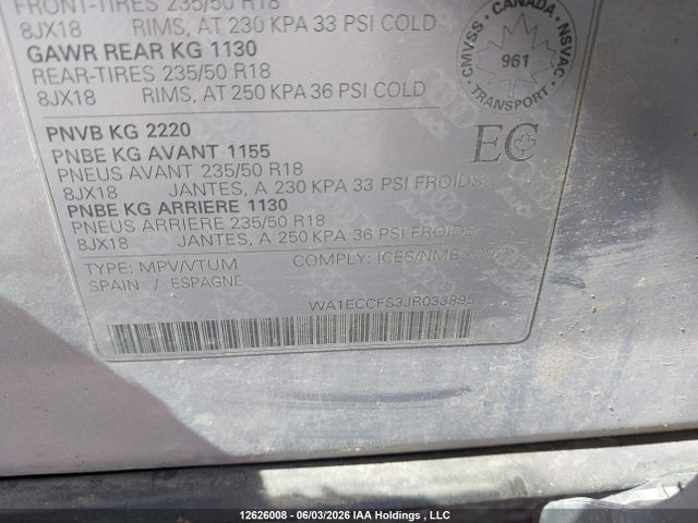 WA1ECCFS3JR033895 Audi Q3 2.0t Komfort