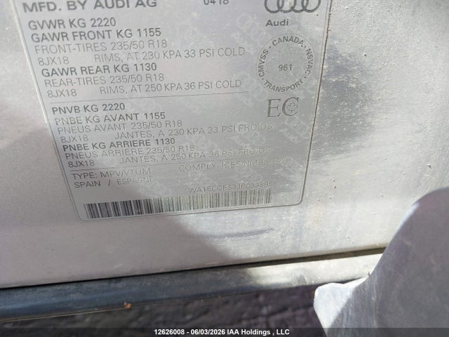 WA1ECCFS3JR033895 Audi Q3 2.0t Komfort