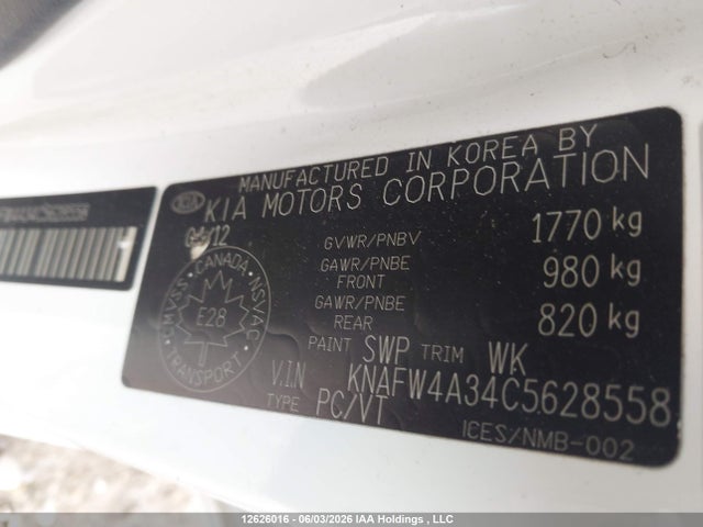 Aukcja sprzedaży 2012 Kia Forte Sx, vin: KNAFW4A34C5628558, numer aukcji: 12626016