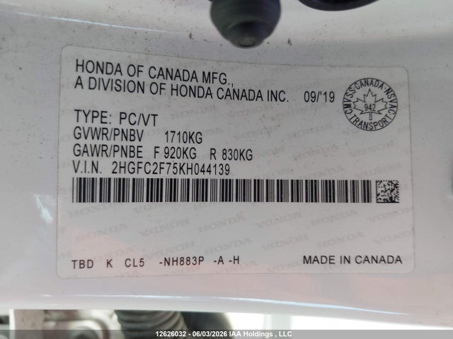 Honda CIVIC EX 2019 2HGFC2F75KH044139 Image 19