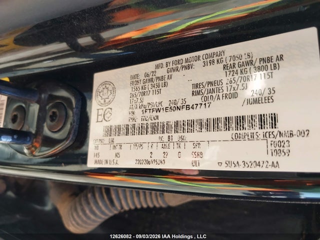 Ford F-150 Xlt 2022 1FTFW1E50NFB47717 Image 20