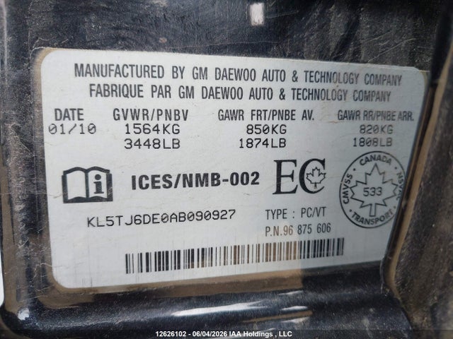 Aukcja sprzedaży 2010 Suzuki Swift, vin: KL5TJ6DE0AB090927, numer aukcji: 12626102