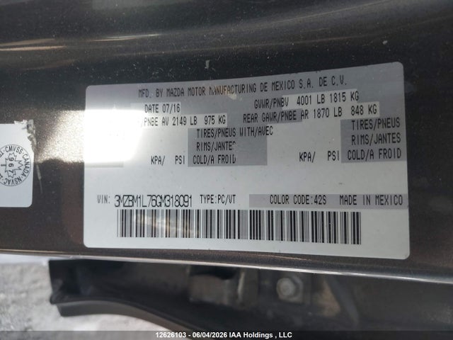 3MZBM1L76GM318091 Mazda MAZDA3