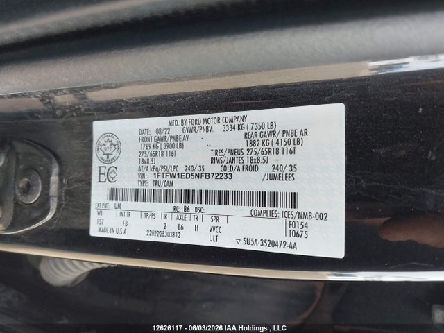 Ford F-150 Xlt 2022 1FTFW1ED5NFB72233 Image 18