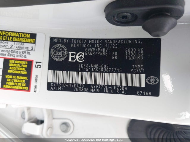 Aukcja sprzedaży 2024 Toyota Camry Se Night Shade/se, vin: 4T1G11AK3RU877715, numer aukcji: 12626123