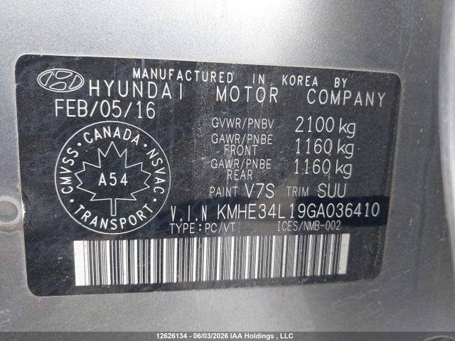 KMHE34L19GA036410 Hyundai Sonata