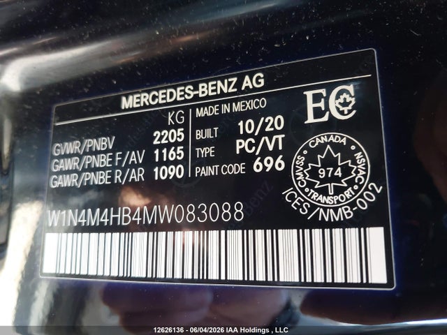 Продажа на аукционе авто 2021 Mercedes-benz Glb 250 4matic, vin: W1N4M4HB4MW083088, номер лота: 12626136