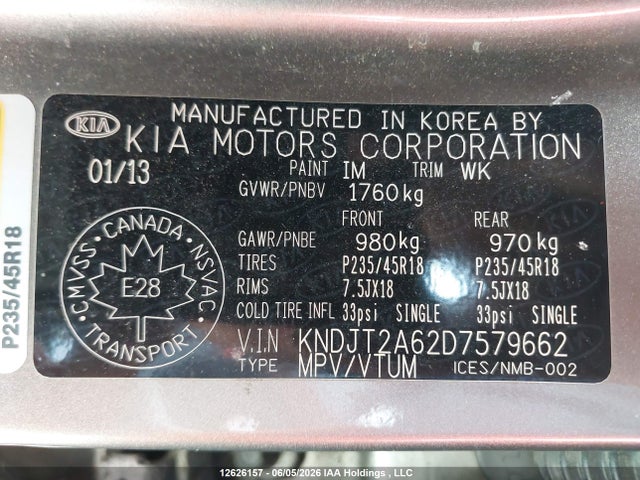 Продажа на аукционе авто 2013 Kia Soul, vin: KNDJT2A62D7579662, номер лота: 12626157
