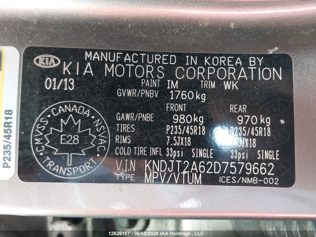 Продажа на аукционе авто 2013 Kia Soul, vin: KNDJT2A62D7579662, номер лота: 12626157