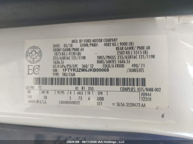 Ford Transit-250 2018 1FTYR2ZM6JKB00068 Image 9