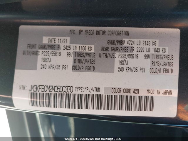JM3KFBCM2M0500370 Mazda Cx-5 Touring