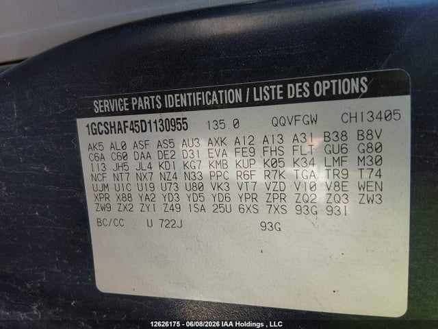 Продаж на аукціоні авто 2013 Chevrolet Express 1500 Standard, vin: 1GCSHAF45D1130955, номер лоту: 12626175