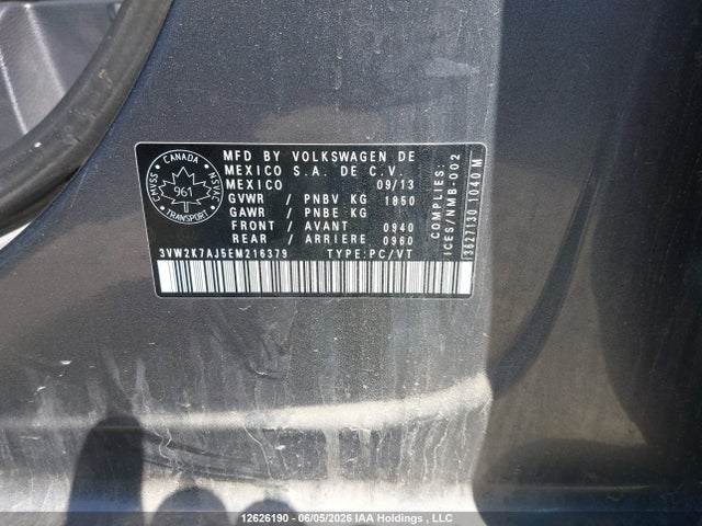 12626190 :رقم المزاد ، 3VW2K7AJ5EM216379 vin ، 2014 Volkswagen Jetta مزاد بيع