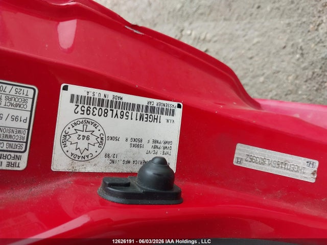 Продаж на аукціоні авто 2000 Honda Civic Si/sir, vin: 1HGEM1156YL803952, номер лоту: 12626191